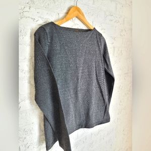 Metallic Charcoal Toned Crew Neck Top